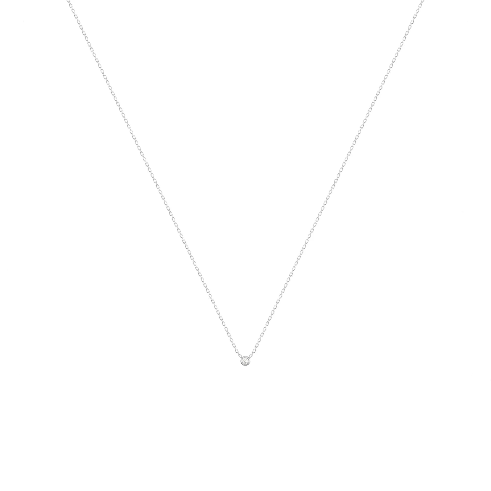 Dot 18K White Gold Necklace w. Diamond