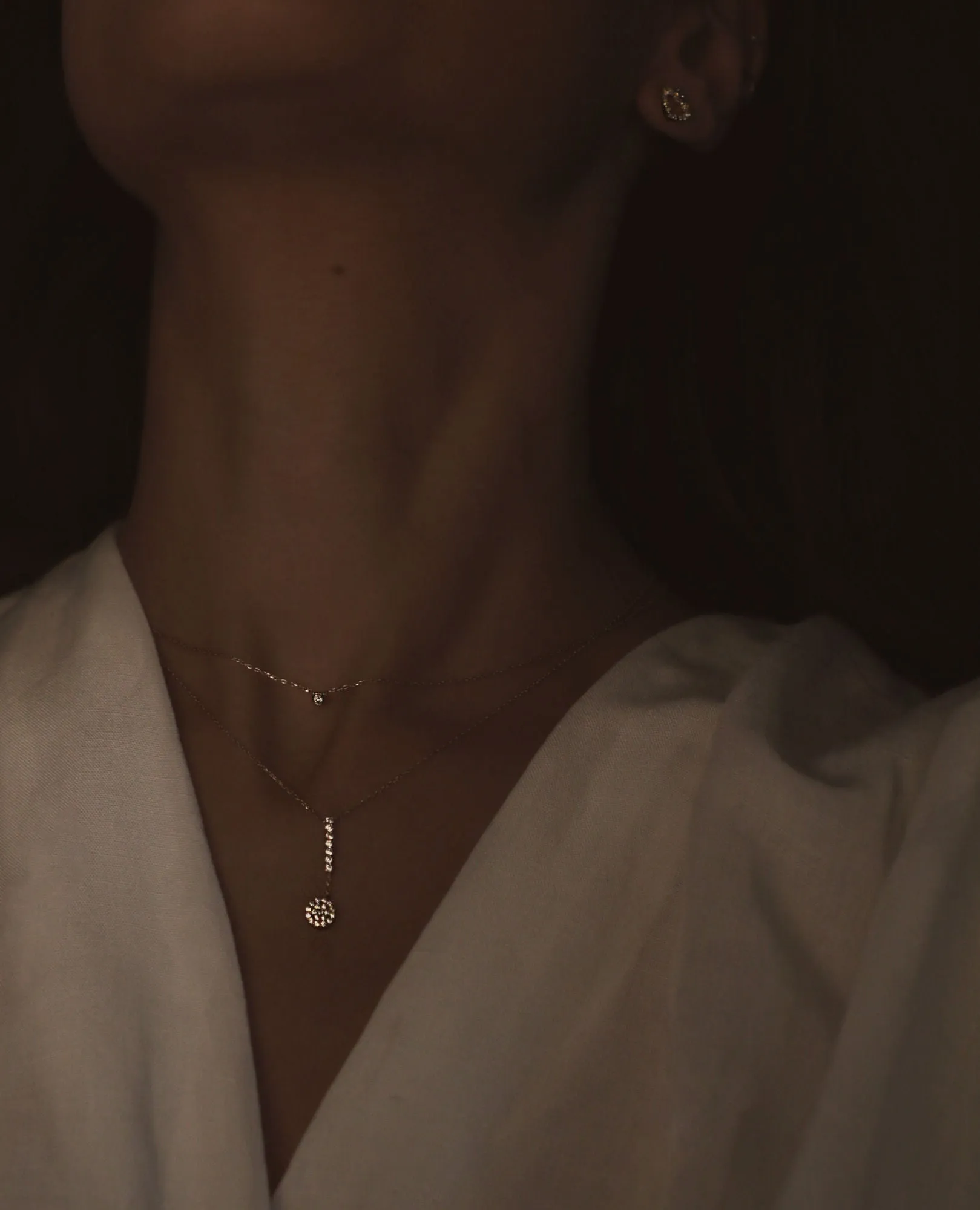 Dot 18K White Gold Necklace w. Diamond