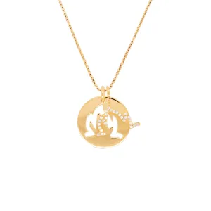 Double Charm Fire 18K Gold Plated Necklace w. Zirconia