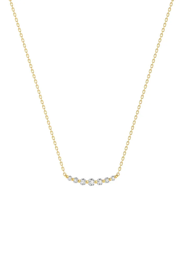 Double Degrade 18K Gold Necklace w. Lab-Grown Diamonds