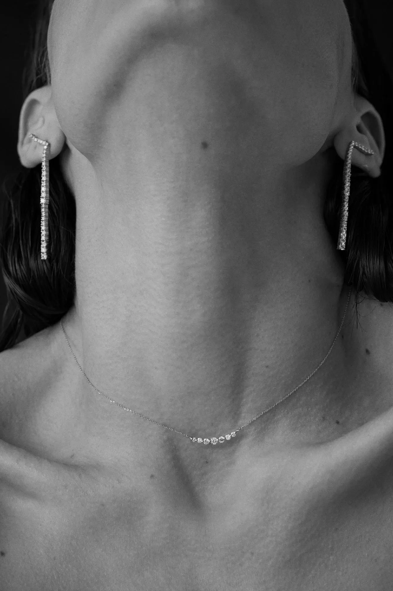 Double Degrade 18K Whitegold Necklace w. Lab-Grown Diamonds