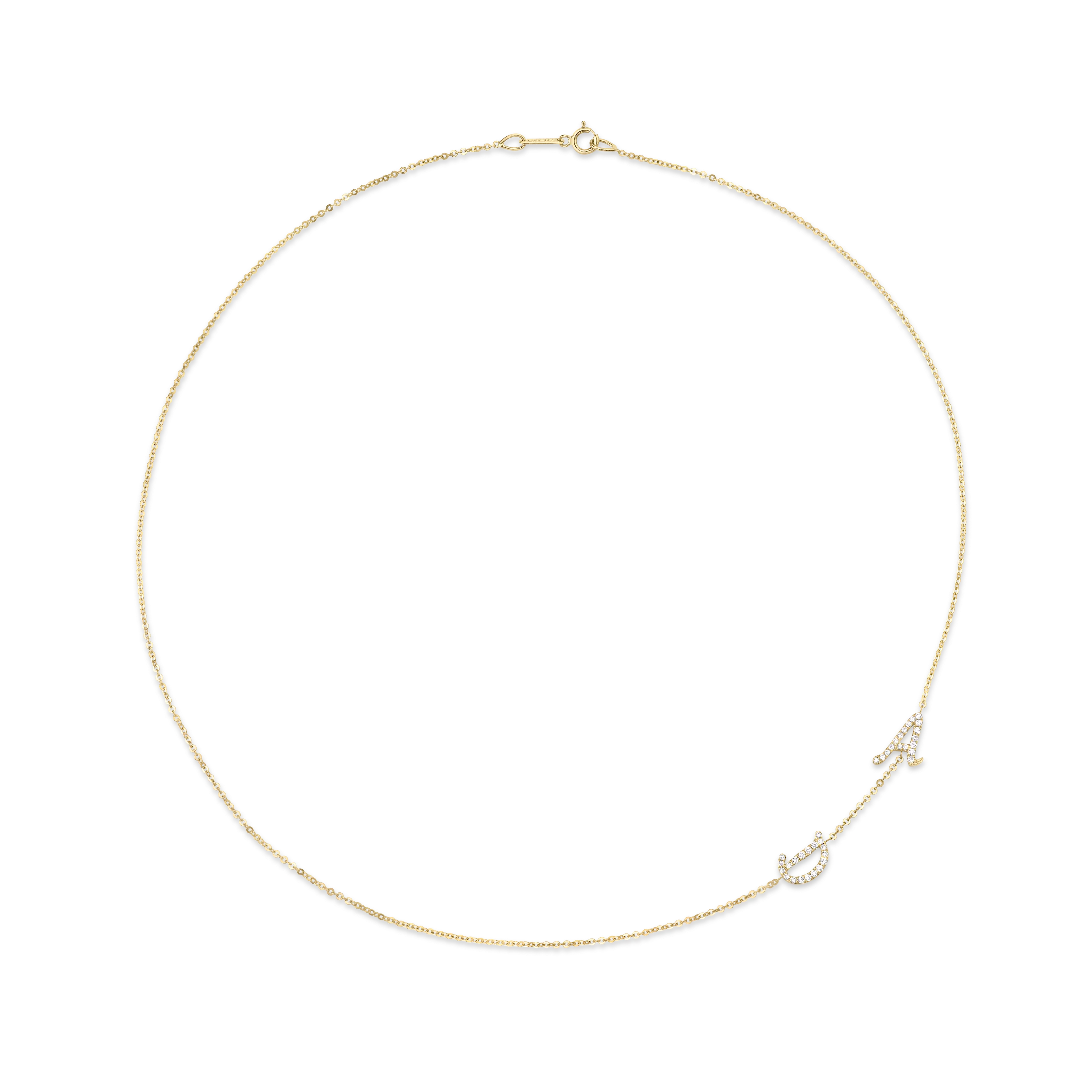 DOUBLE DIAMOND INITIAL NECKLACE Anita Ko
