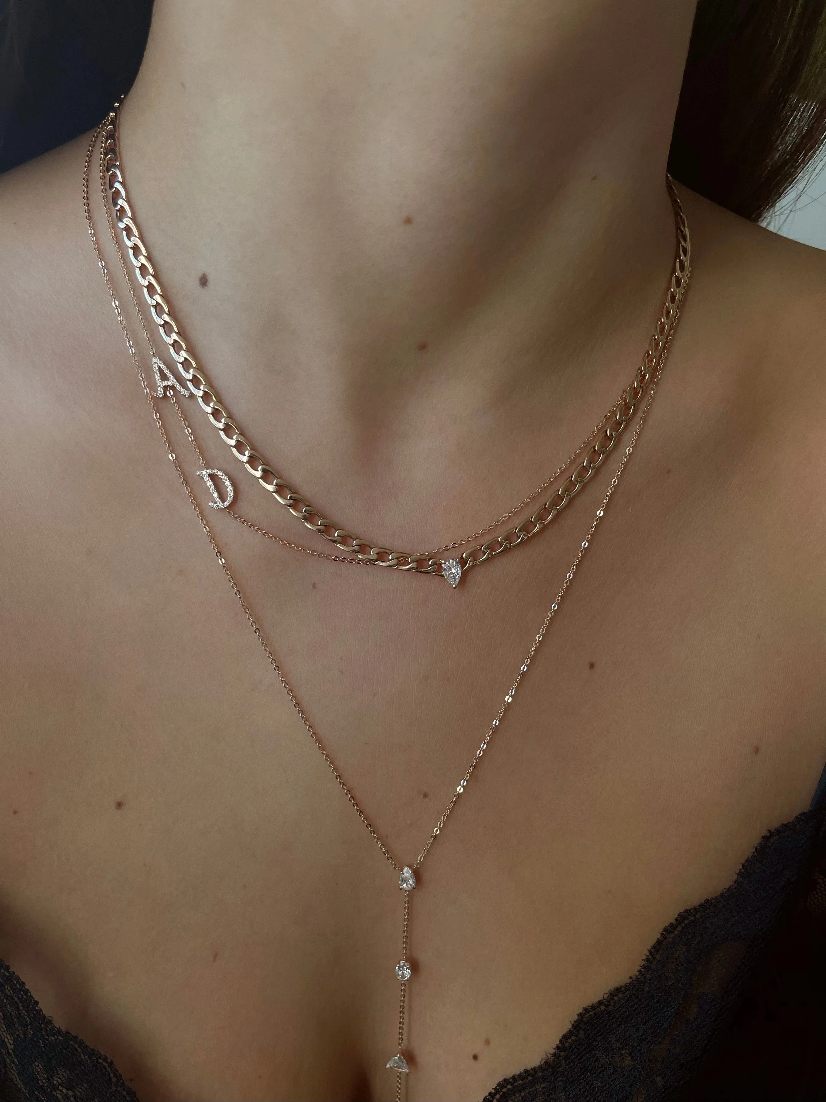 DOUBLE DIAMOND INITIAL NECKLACE Anita Ko