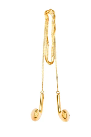 Double earphone Gold Plated Necklace