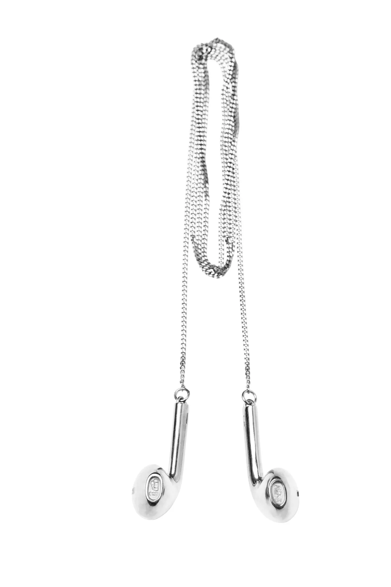 Double earphone Silver Necklace