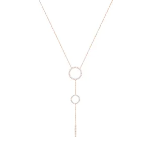 Double Hoops 18K Rose Gold Necklace w. Diamonds