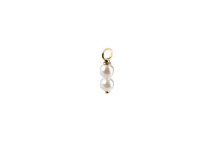 Double Pearl Hoop Charm 14K Gold Earring-pendant