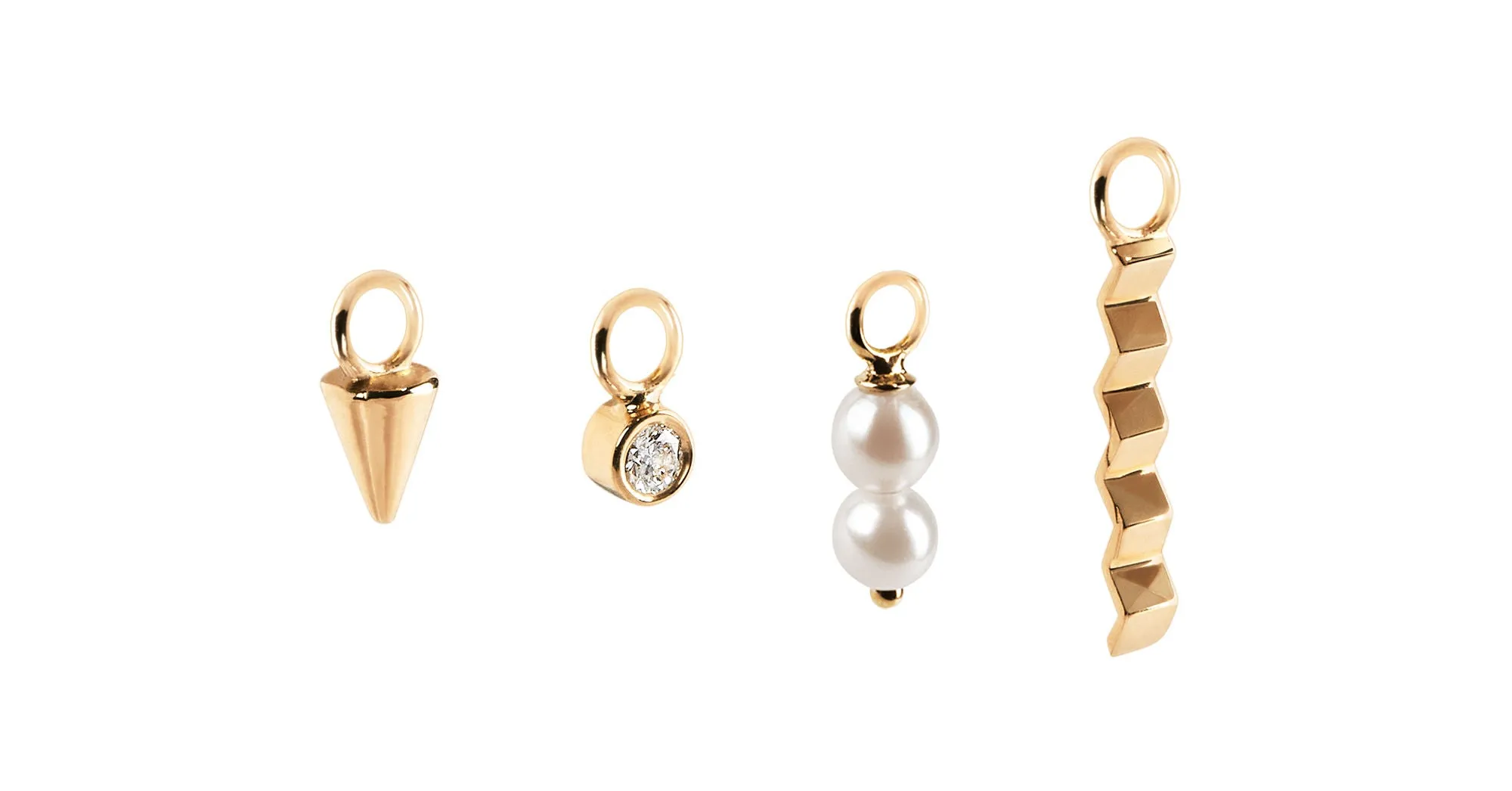 Double Pearl Hoop Charm 14K Gold Earring-pendant