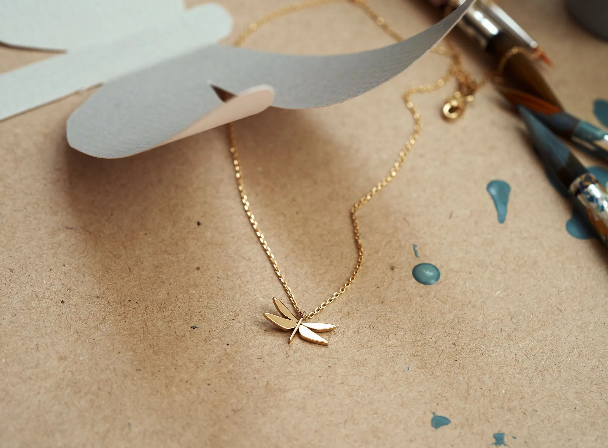 Dragonfly 14K Gold Pendant