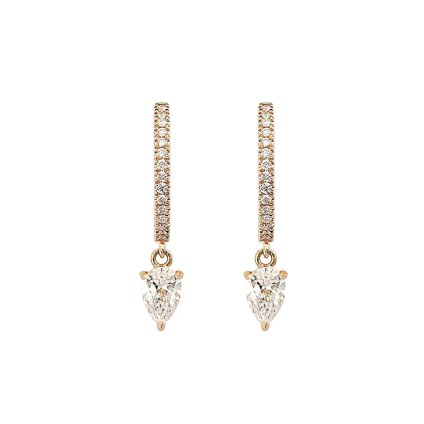 Drop 18K Gold, Rosegold or Whitegold Creoles w. Diamonds