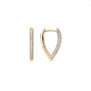 Drop Link Mini Pavé (18 mm) 18K Gold Hoops w. Diamonds