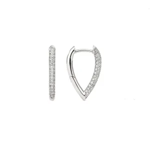 Drop Link Mini Pavé (18 mm) 18K Whitegold Hoops w. Diamonds