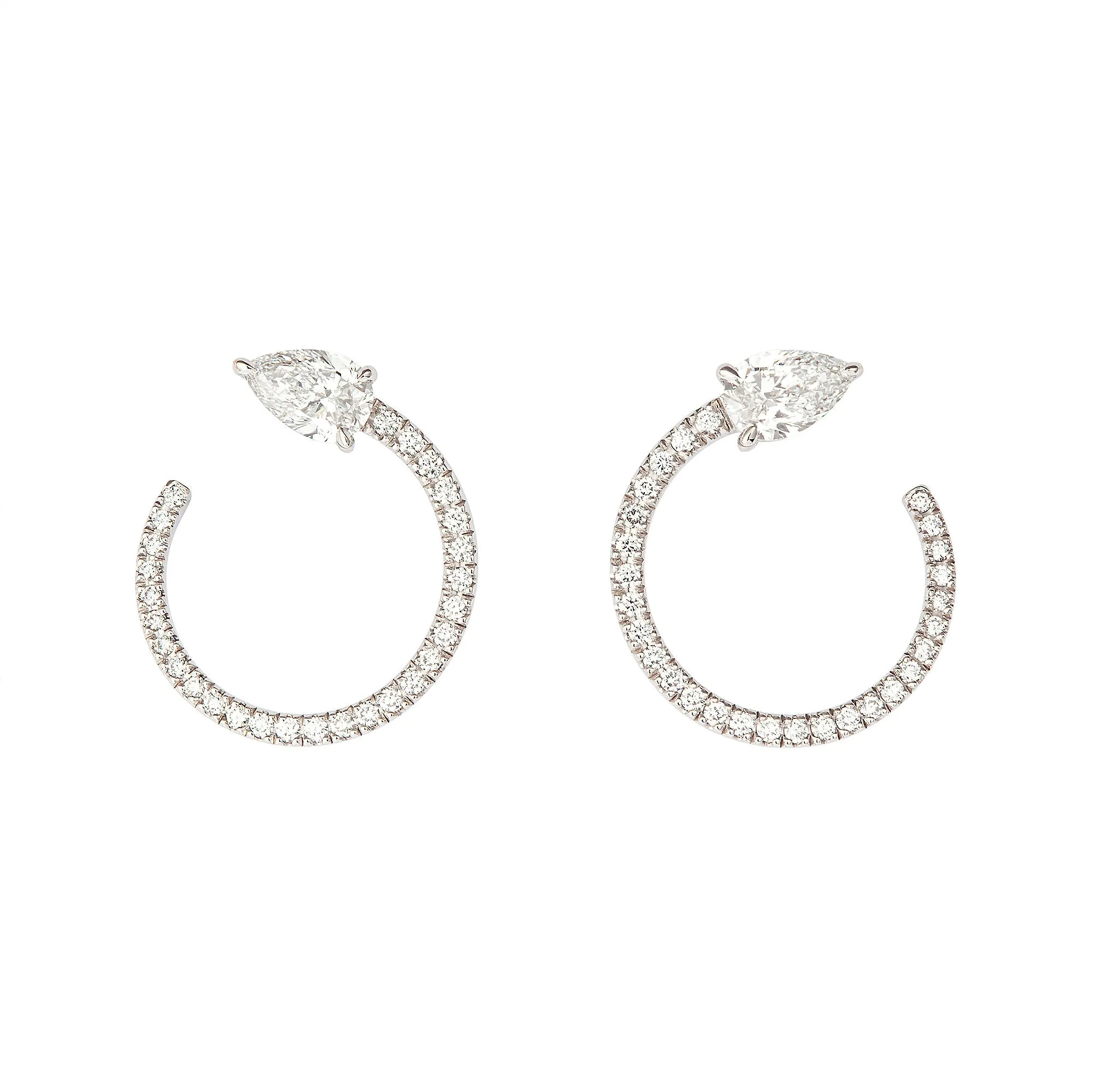 Drop Moon 18K Whitegold Earrings w. Diamonds