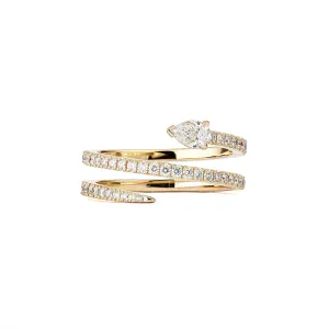 Drop Spin 18K Gold Ring w. Diamonds