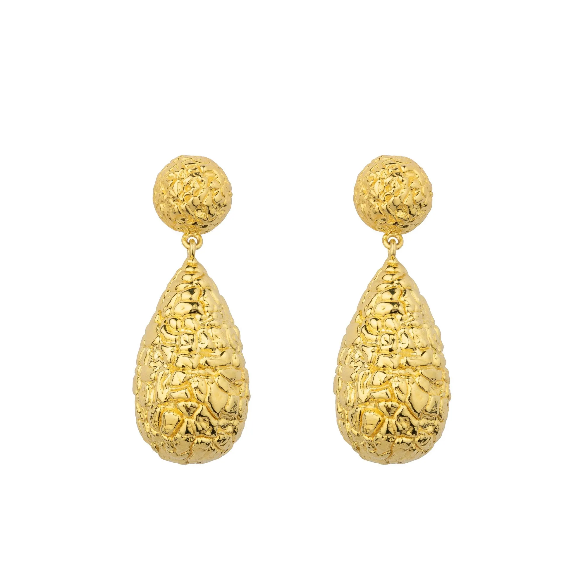 Drop Structure Gold Plated Earrings