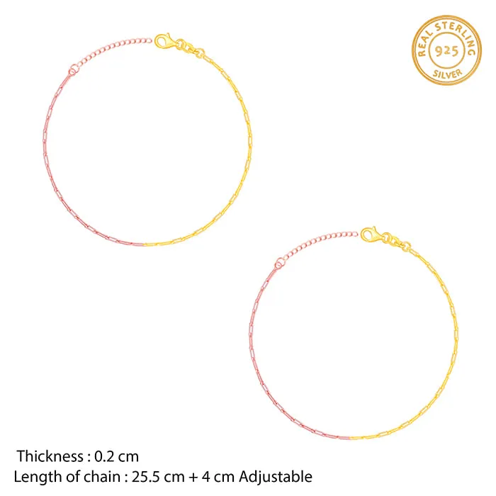 Dual Tone Link Chain Anklet Giva