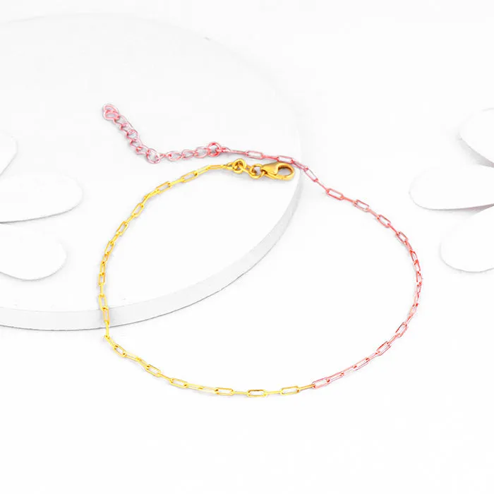 Dual Tone Link Chain Anklet Giva
