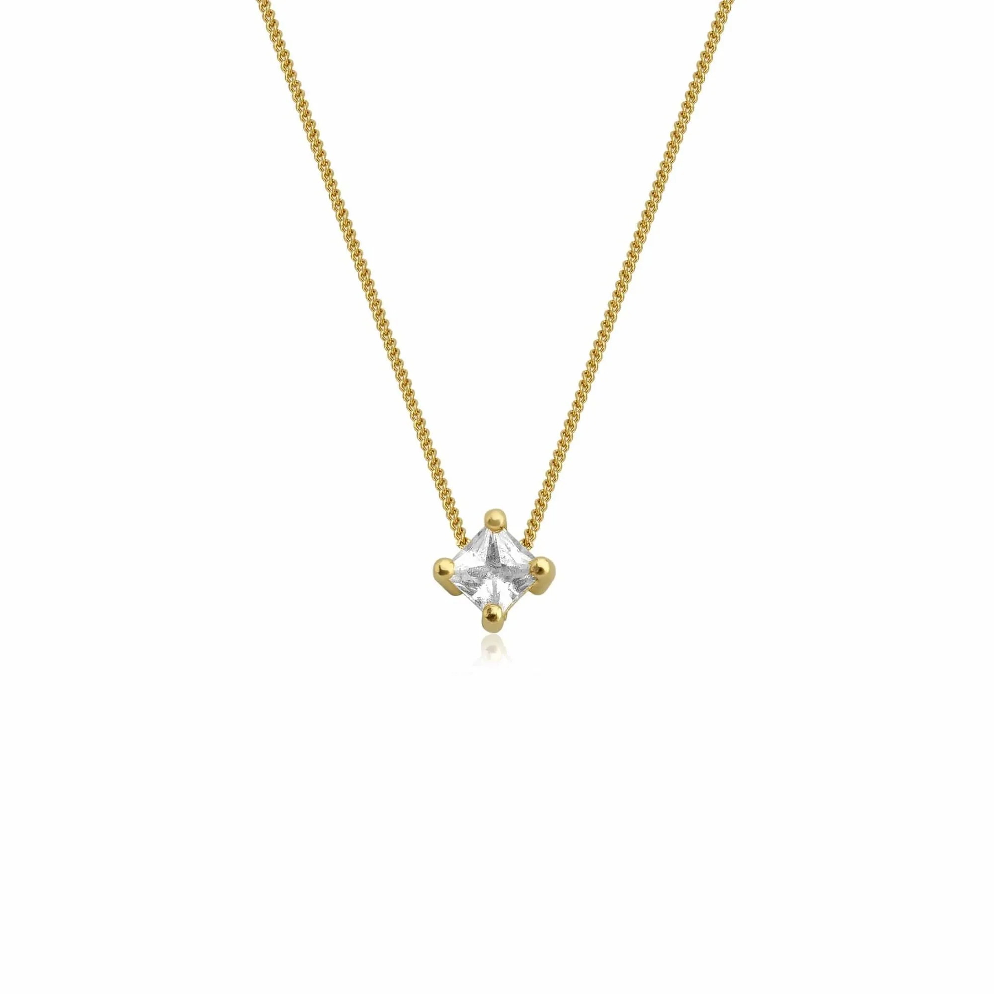Eline 18K Gold Necklace w. White Sapphire