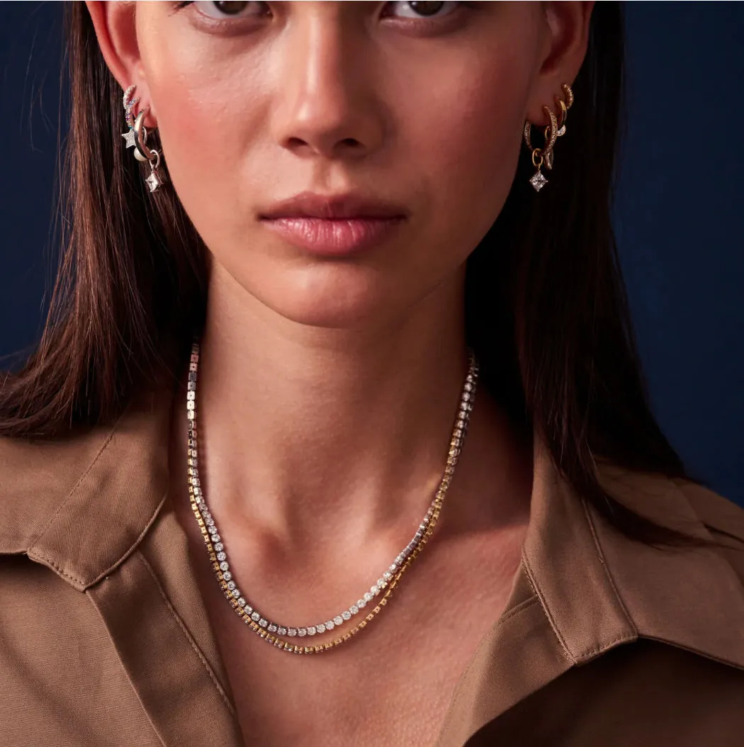 Ellera Grande 18K Gold Plated Necklace w. Colored Zirconias