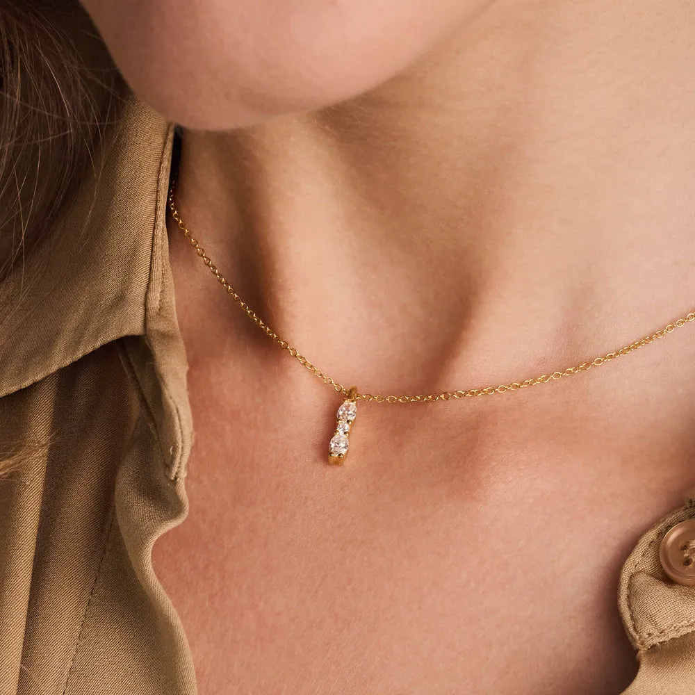 Ellera Ovale Piccolo 18K Gold Plated Necklace w. Zirconia