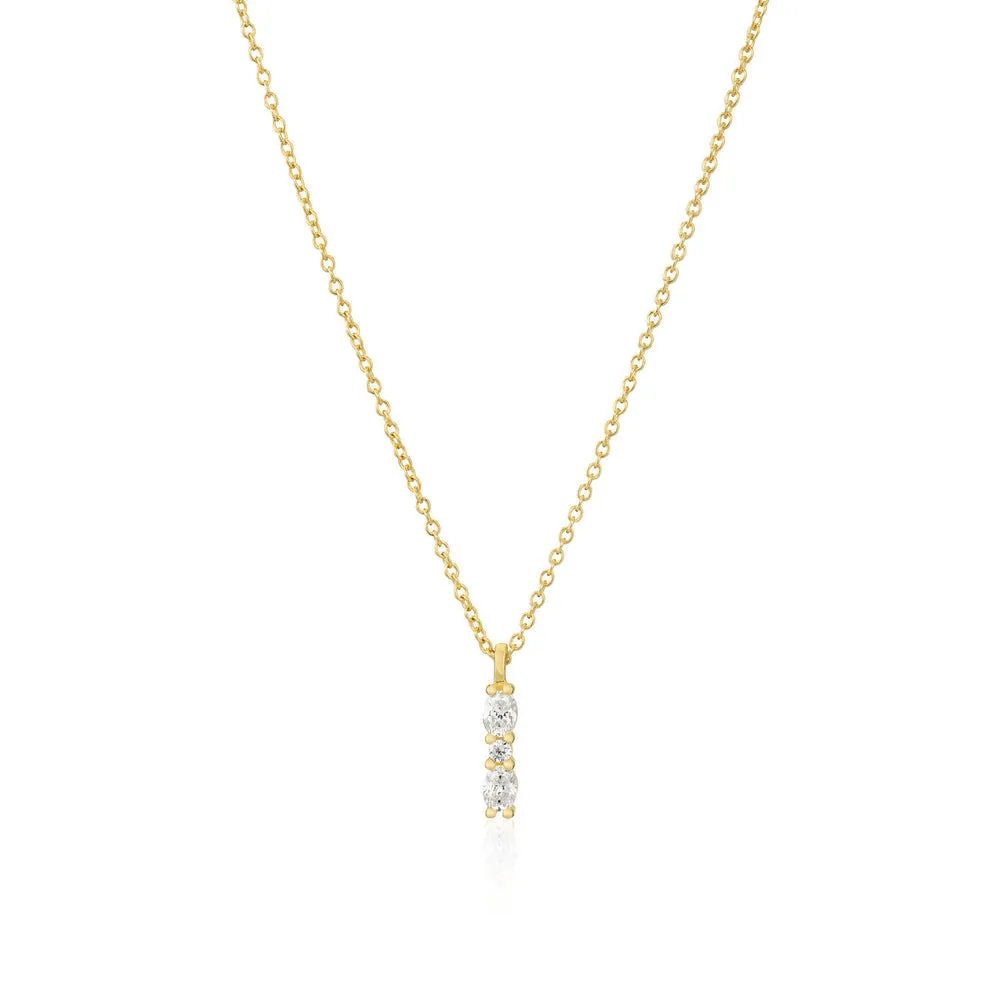 Ellera Ovale Piccolo 18K Gold Plated Necklace w. Zirconia