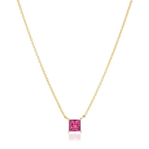 Ellera Quadrato 18K Gold Plated Necklace w. Zirconia