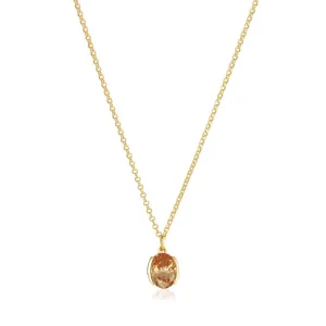 Ellisse Carezza 18K Gold Plated Necklace w. Orange Zirconia