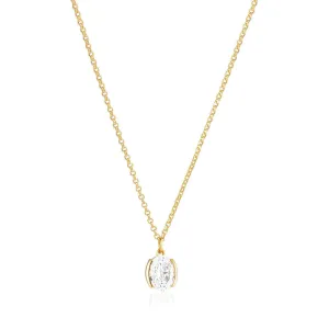 Ellisse Carezza 18K Gold Plated Necklace w. Pink Zirconia