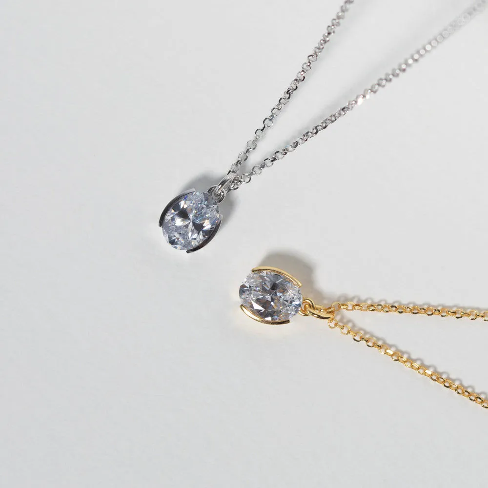 Ellisse Carezza 18K Gold Plated Necklace w. Pink Zirconia