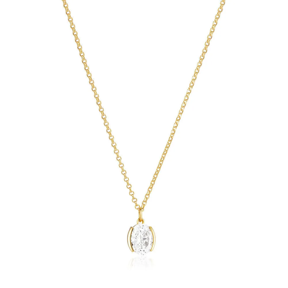 Ellisse Carezza 18K Gold Plated Necklace w. Pink Zirconia