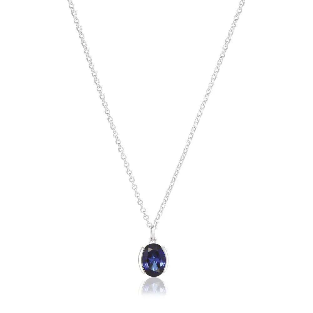 Ellisse Carezza Silver Necklace w. Blue Zirconia