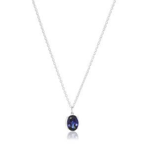 Ellisse Carezza Silver Necklace w. Blue Zirconia