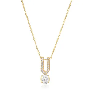 Ellisse Carezza Uno 18K Gold Plated Necklace w. Zirconia