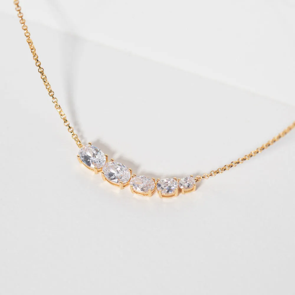 Ellisse Cinque 18K Gold Plated Necklace w. Zirconias