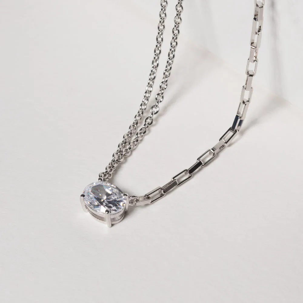 Ellisse Uno Silver Necklace w. Zirconia