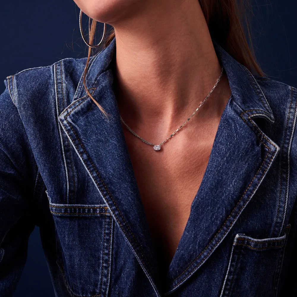 Ellisse Uno Silver Necklace w. Zirconia