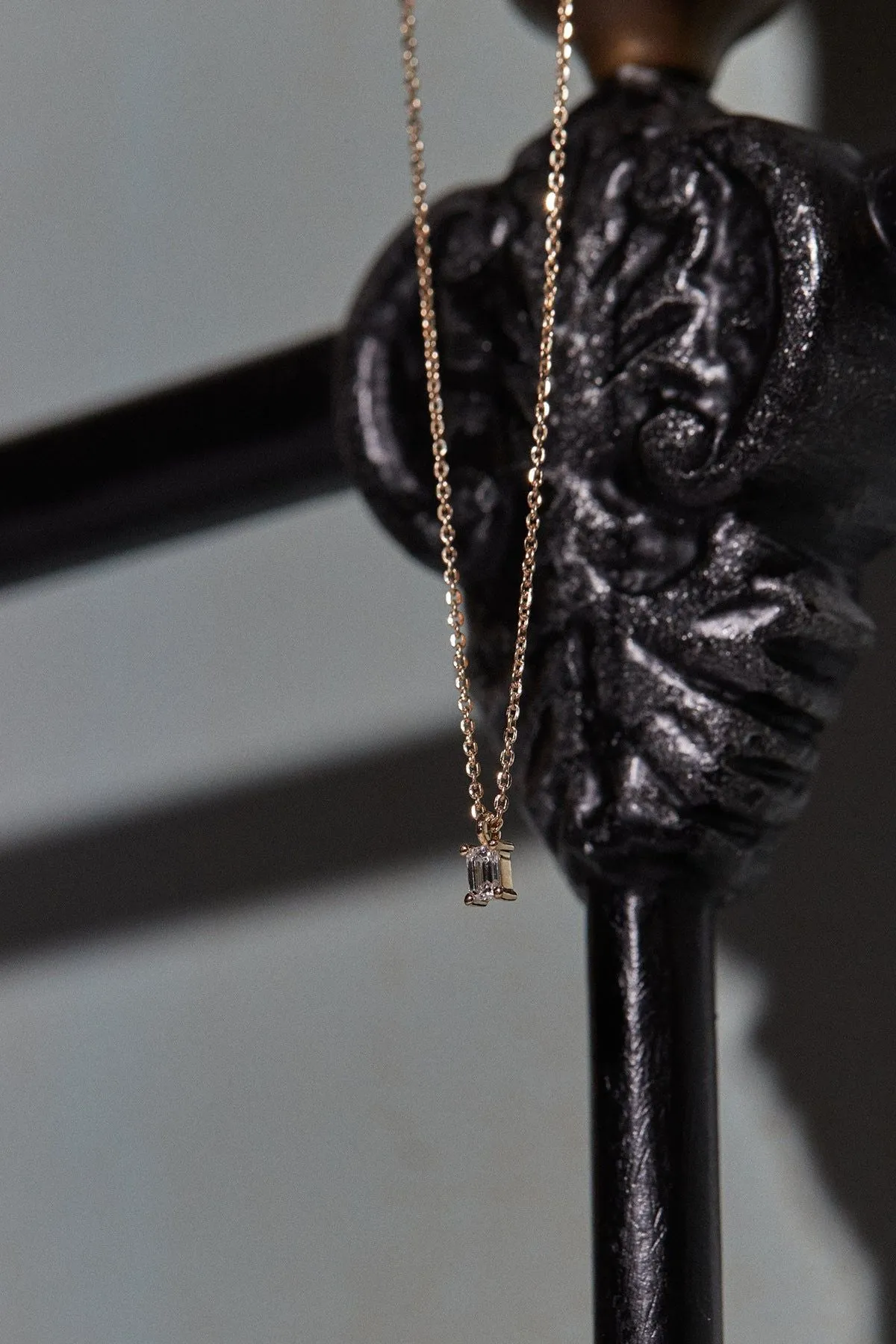 Emerald-Cut Diamond Drop Necklace 0.10