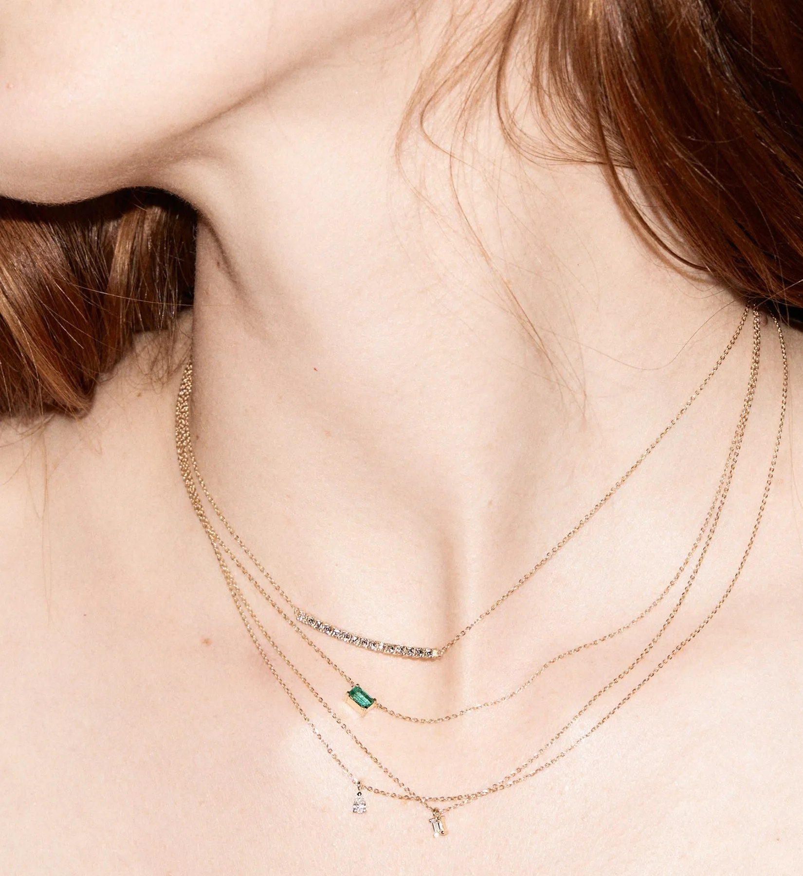 Emerald-Cut Diamond Drop Necklace 0.10
