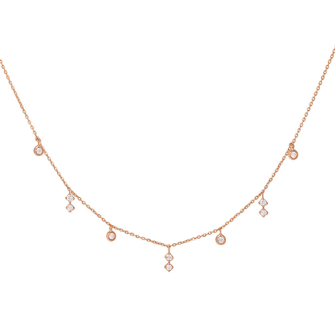 Enchanting 18K Rose Gold Necklace w. Diamonds