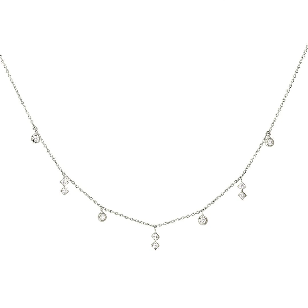 Enchanting 18K White Gold Necklace w. Diamonds