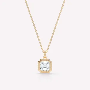 Eternity Engraved Asscher 18K Gold Necklace w. Lab-Grown Diamond
