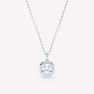 Eternity Engraved Asscher 18K Whitegold Necklace w. Lab-Grown Diamond