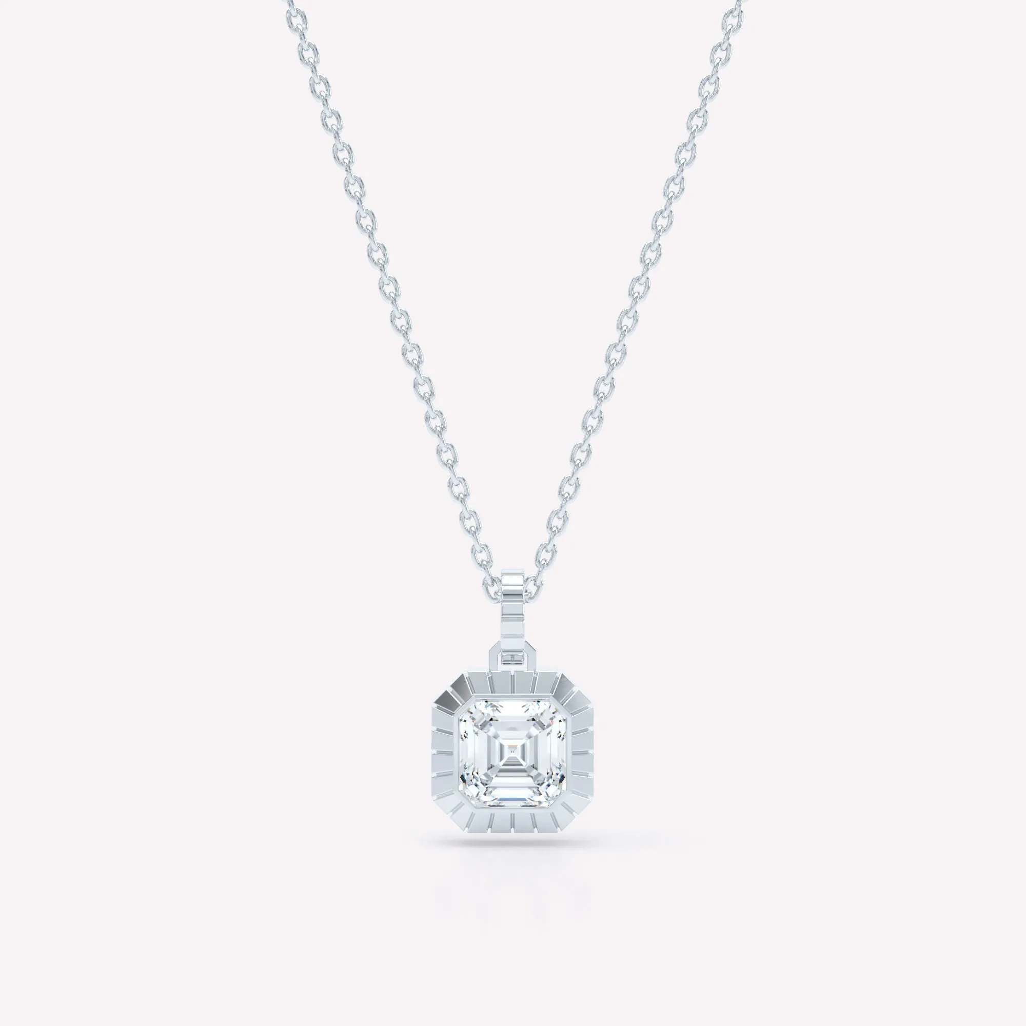 Eternity Engraved Asscher 18K Whitegold Necklace w. Lab-Grown Diamond
