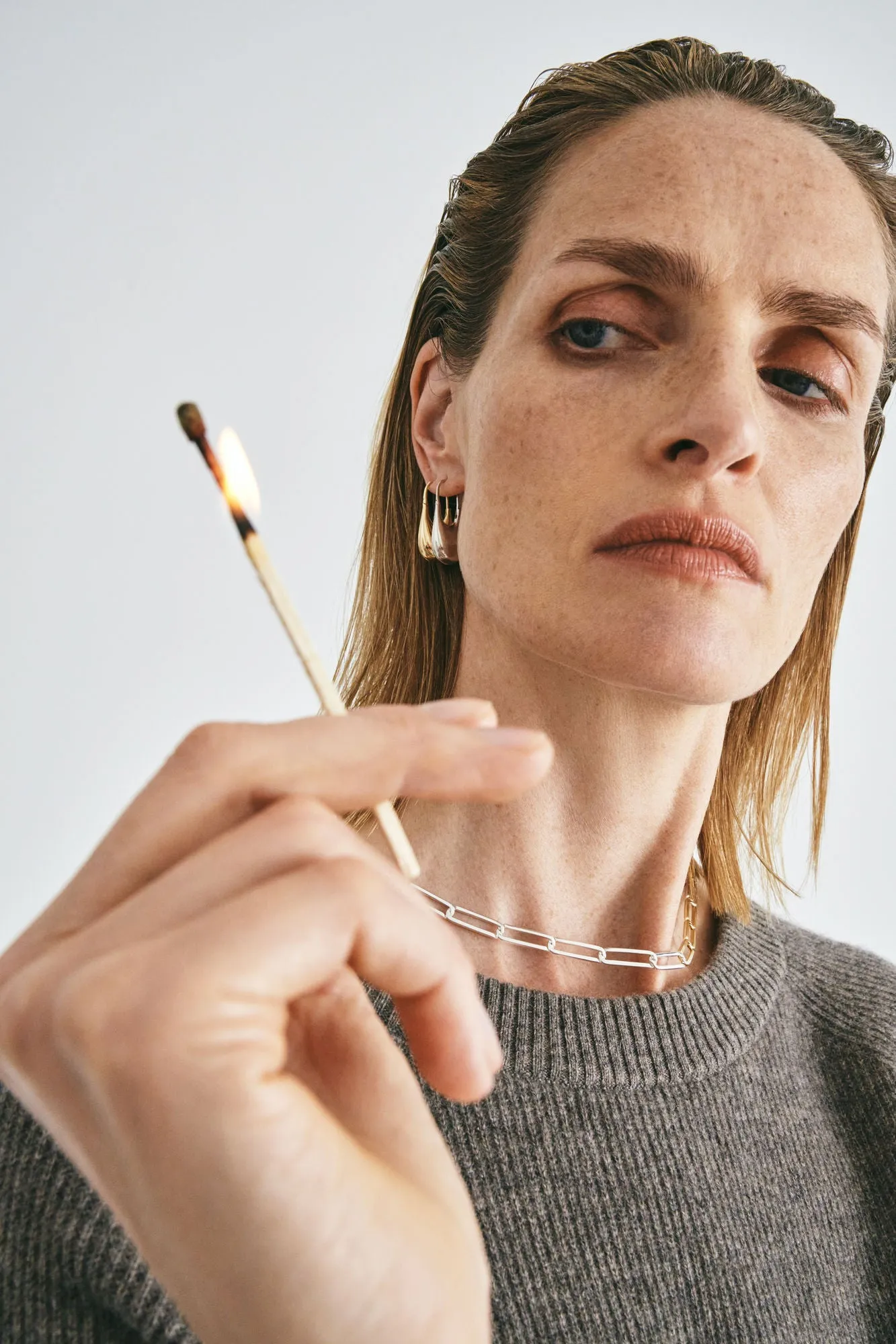Exhaling her 18K Silver & Gold Necklace