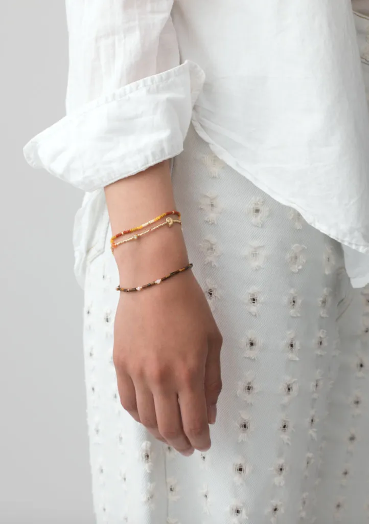 Eye of Tiger Gold Plated Bracelet w. Brown Beads