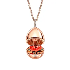 Faberge Essence 18ct Rose Gold Ruby Set Rose Surprise Locket