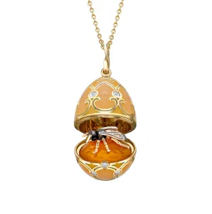 Faberge Heritage 18ct Yellow Gold Diamond Guilloche Enamel Bee Surprise Locket