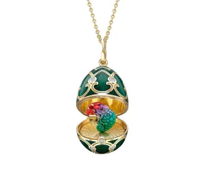 Faberge Heritage Yellow & White Gold Diamond & Green Guilloché Enamel Chameleon Surprise Locket