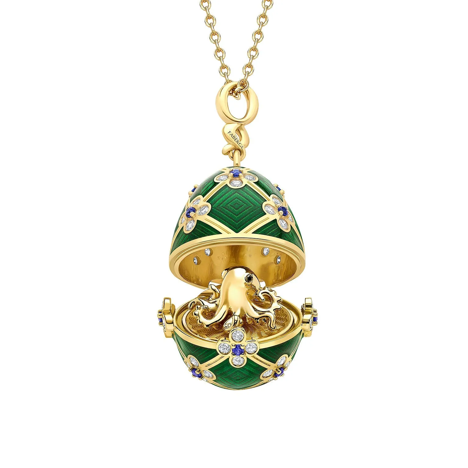 Faberge X 007 Special Edition 18ct Yellow Gold Guilloche Octopussy Egg Surprise Locket