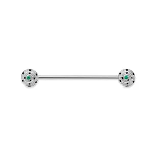 Faberge x Beetlejuice Beetlejuice 18ct White Gold Emerald Diamond Black Enamel Spiral Collar Bar